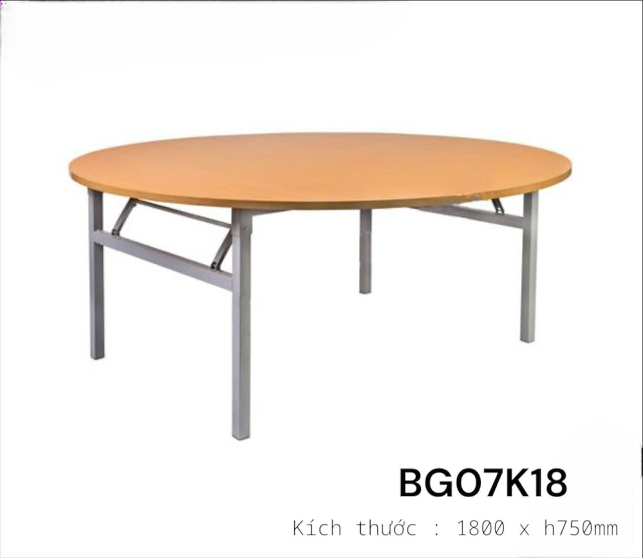 Bàn gấp chân thép mặt tròn gấp không ngăn BG07K18
