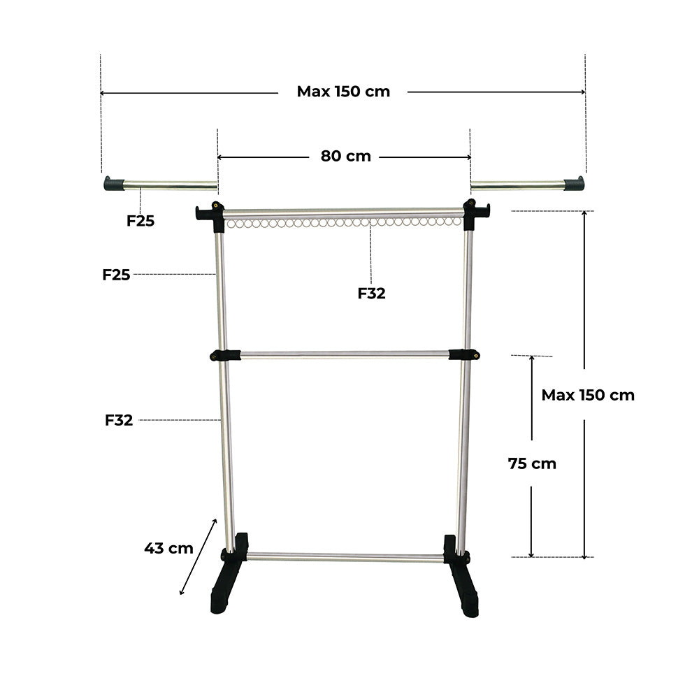 Sào phơi đồ inox - Sào phơi đồ tăng giảm đơn có khoen INOXVIN