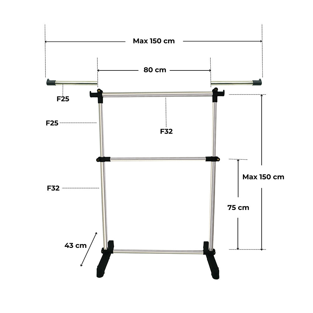Sào phơi đồ inox - Sào phơi đồ tăng giảm đơn trơn khoen INOXVIN
