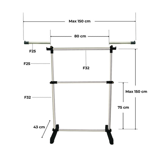 Sào phơi đồ inox - Sào phơi đồ tăng giảm đơn trơn khoen INOXVIN