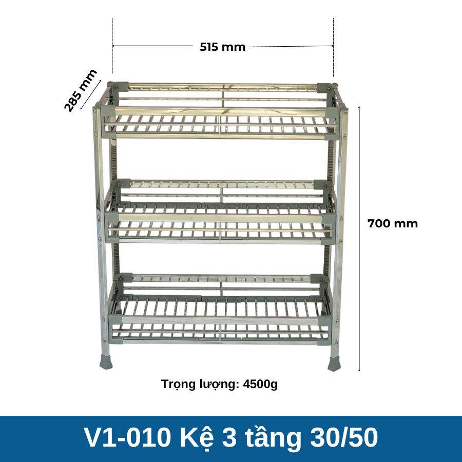 Kệ inox 3 tầng V1