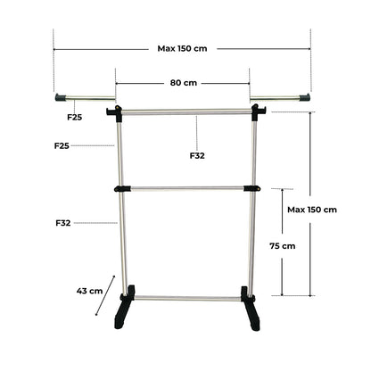 Sào phơi đồ inox - Sào phơi đồ tăng giảm đơn trơn khoen INOXVIN
