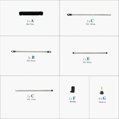 Sào phơi đồ inox - Sào phơi đồ tăng giảm đơn trơn khoen INOXVIN