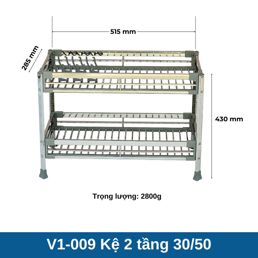 Kệ inox 2 tầng V1
