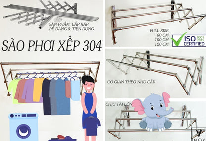 Sào phơi đồ inox - Sào treo tường 1 thanh (1m2)