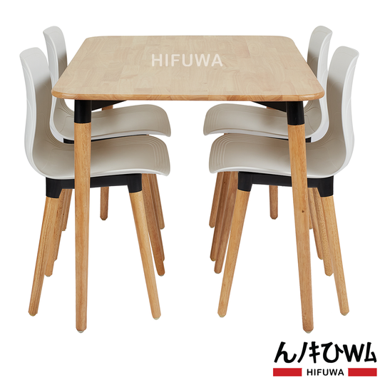 Bàn ăn chữ nhật BA-CN120-G kèm 4 ghế nhựa - HIFUWA