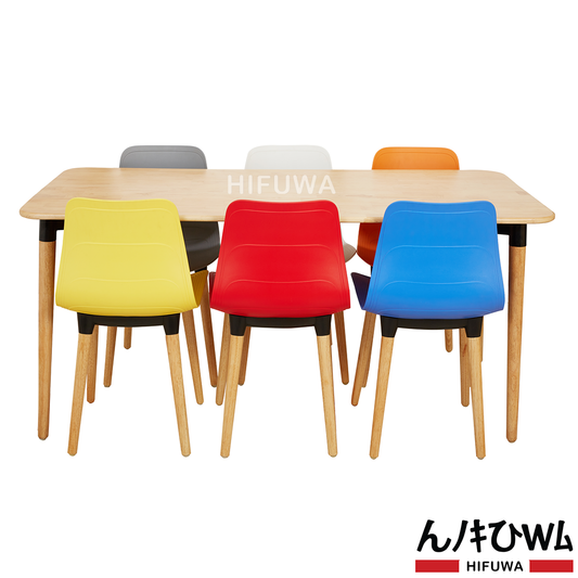Bàn ăn chữ nhật BA-CN160-G kèm 6 ghế nhựa - HIFUWA